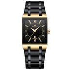 Men's Square Waterproof Band Calendar Quartz Watch