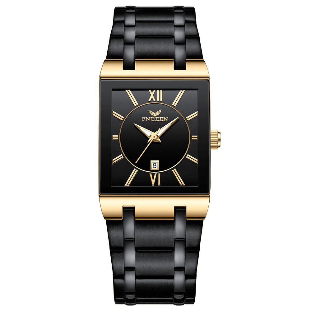 Men's Square Waterproof Band Calendar Quartz Watch