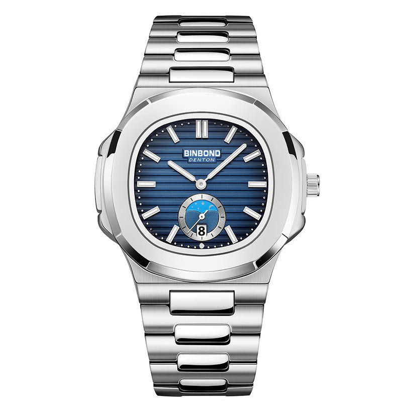 RORIOS Simple Men's Watch Casual Quartz Wrist Watch Waterproof Calendar Luminous Analogue Stainless Steel Strap