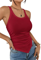 Effen tanktop met gerimpelde zoom voor dames