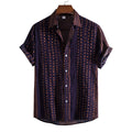 Men's Fashionable Casual Shirt Solid Color 3D Printed Men's V-Neck Collar Button-Down Shirt Short Sleeve Men's Shirt