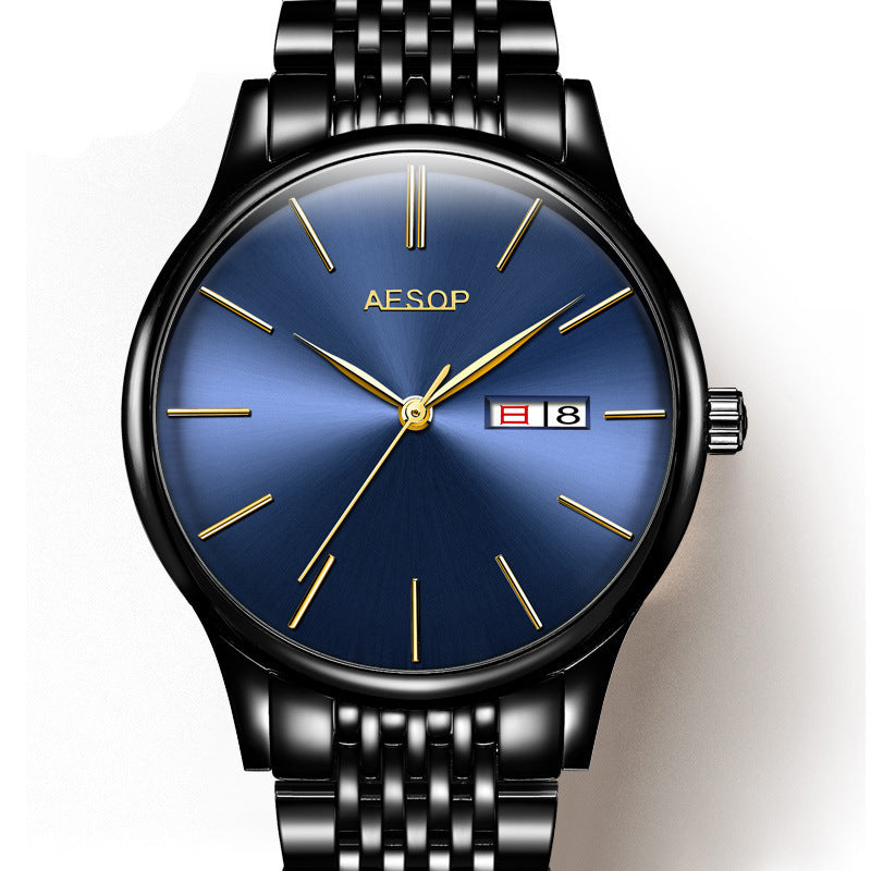 Orologio da polso meccanico automatico analogico da uomo AESOP Simple con calendario meccanico e carica automatica