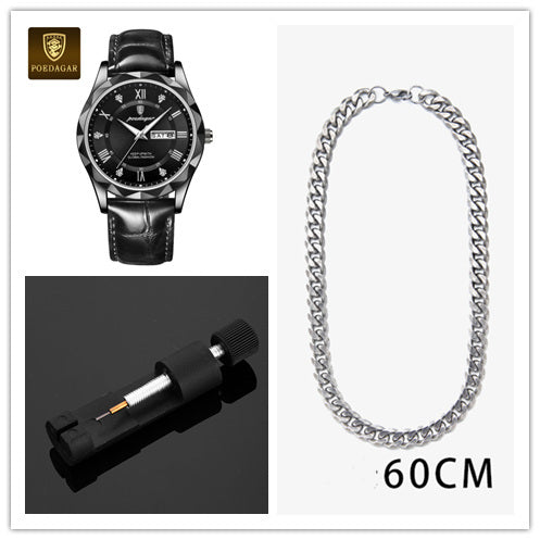 POEDAGAR Luxury Business Men's Wrist Watch Waterproof Luminous Date Week Men's Watch for Men Quartz Watch Leather Men's Watches reloj