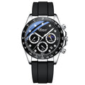 Men's Quartz Watch Moon Calendar Business Phase Diamond Quartz Moon Icon Design Watch for Men Multi-functional Silicone Band Watch - Acquisti Online