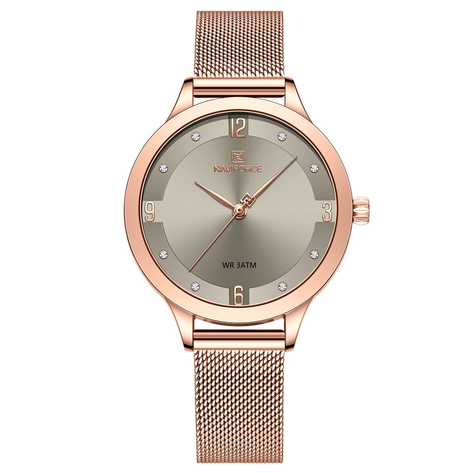 NAVIFORCE Origineel Quartz Dameshorloge Roestvrijstalen Mesh Band Damesarmband Eenvoudig Mode Dameshorloge
