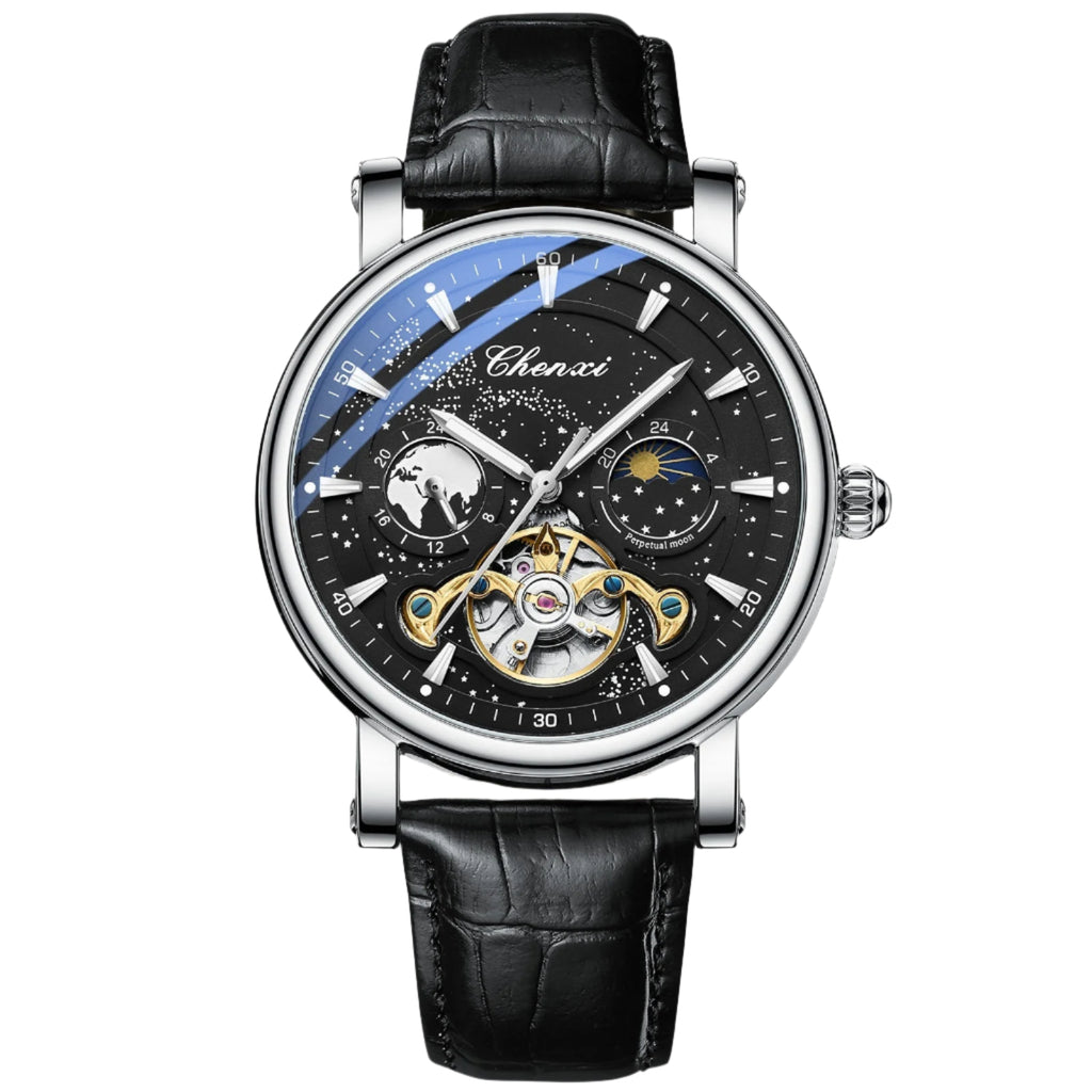 CHENXI Mens Automatic Mechanical Watch Tourbillon Luxury Quartz Waterproof Luminous Wristwatch