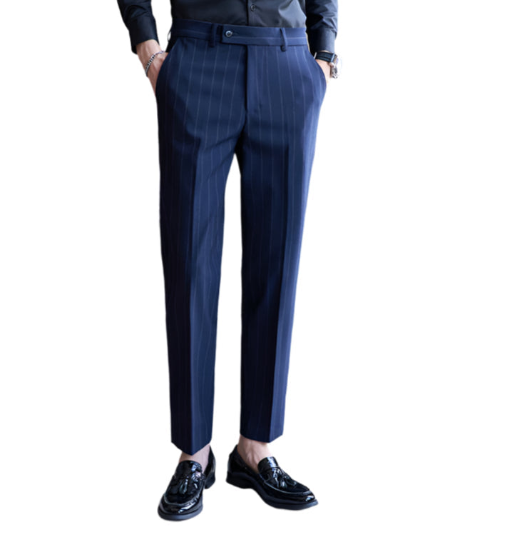 Yarn-dyed Light Luxury Striped Texture Men's Suit Pants Stretch Casual