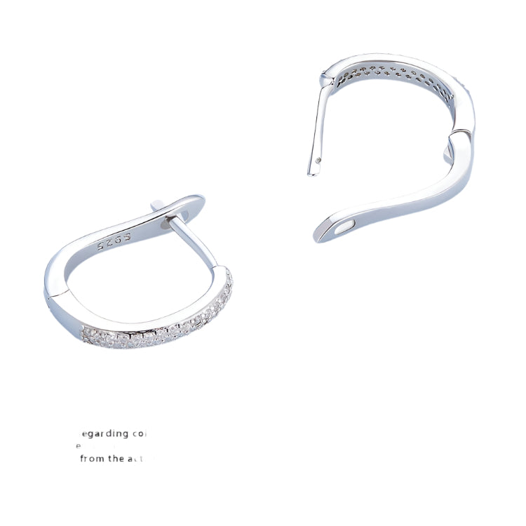 Sterling zilveren S925 eenvoudige zirkoon oorclip witgoud verguld glad