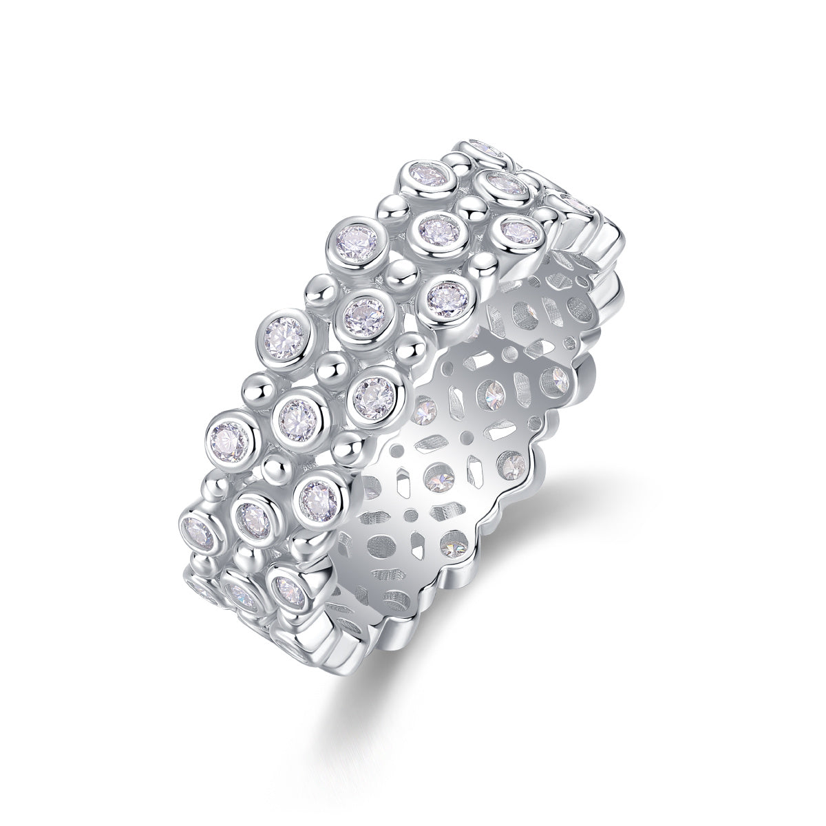 Multi-row Diamond Ring Luxury Fashion Set Moissanite Silver Ring