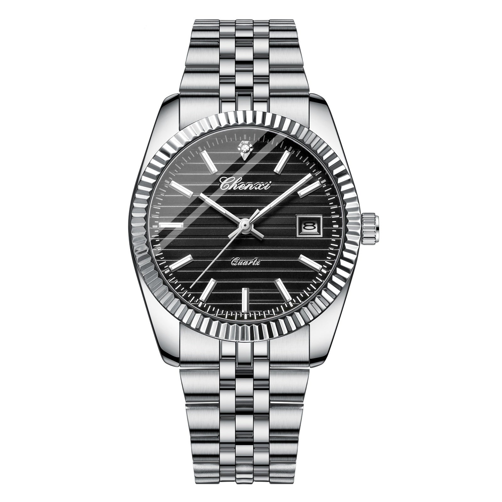 Orologio da uomo di lusso Chenxi in acciaio inossidabile, impermeabile, con data luminosa, orologio da uomo al quarzo casual
