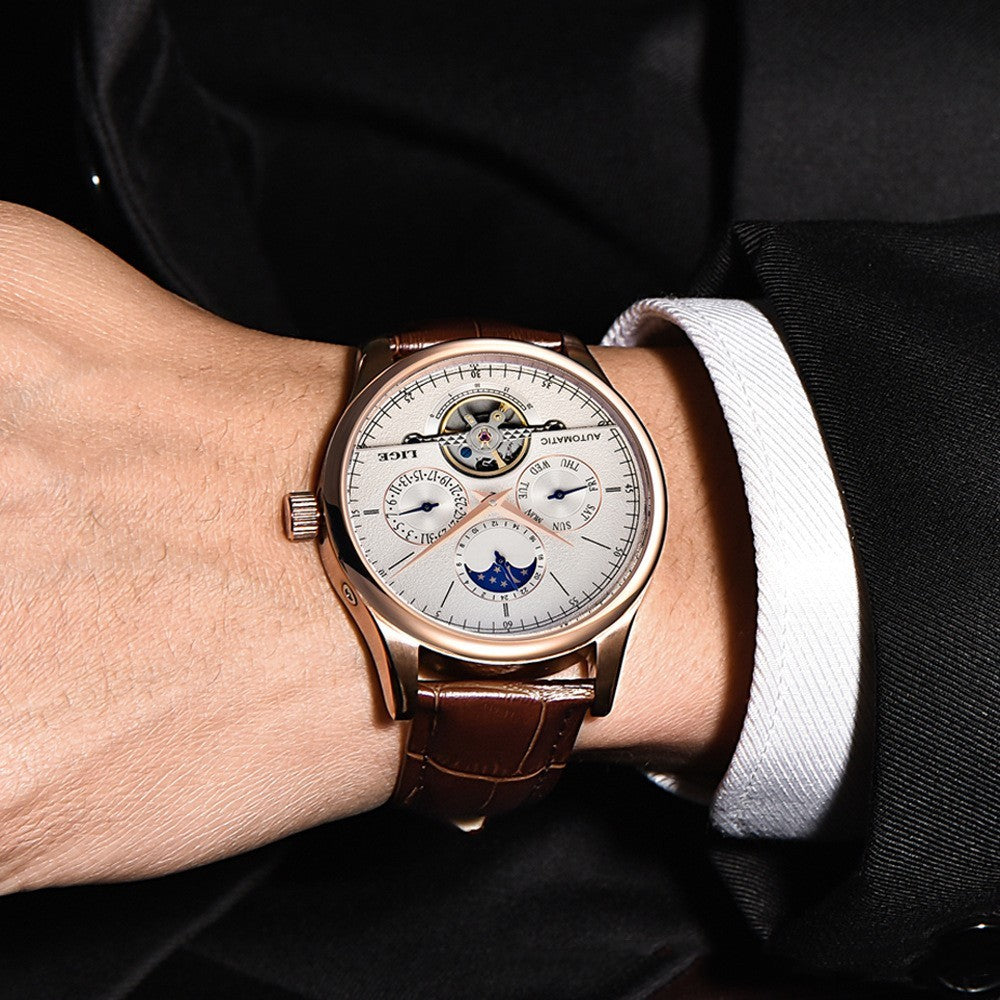 Orologi da uomo LIGE di lusso, orologio da polso automatico con tourbillon, sportivo, impermeabile, meccanico, per uomo.