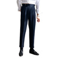 Men's Fashionable Casual Business Straight Leg High-waisted Suit Long Pants Men Vintage Buckle Men's Formal Pants - Acquisti Online