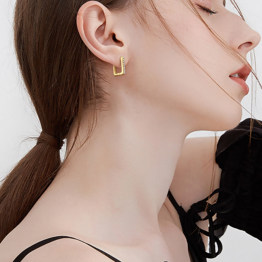 Women Luxury Earrings Moissanite Diamond High-Grade Square Earrings  925 Sterling Silver Huggie Small Tiny Earrings