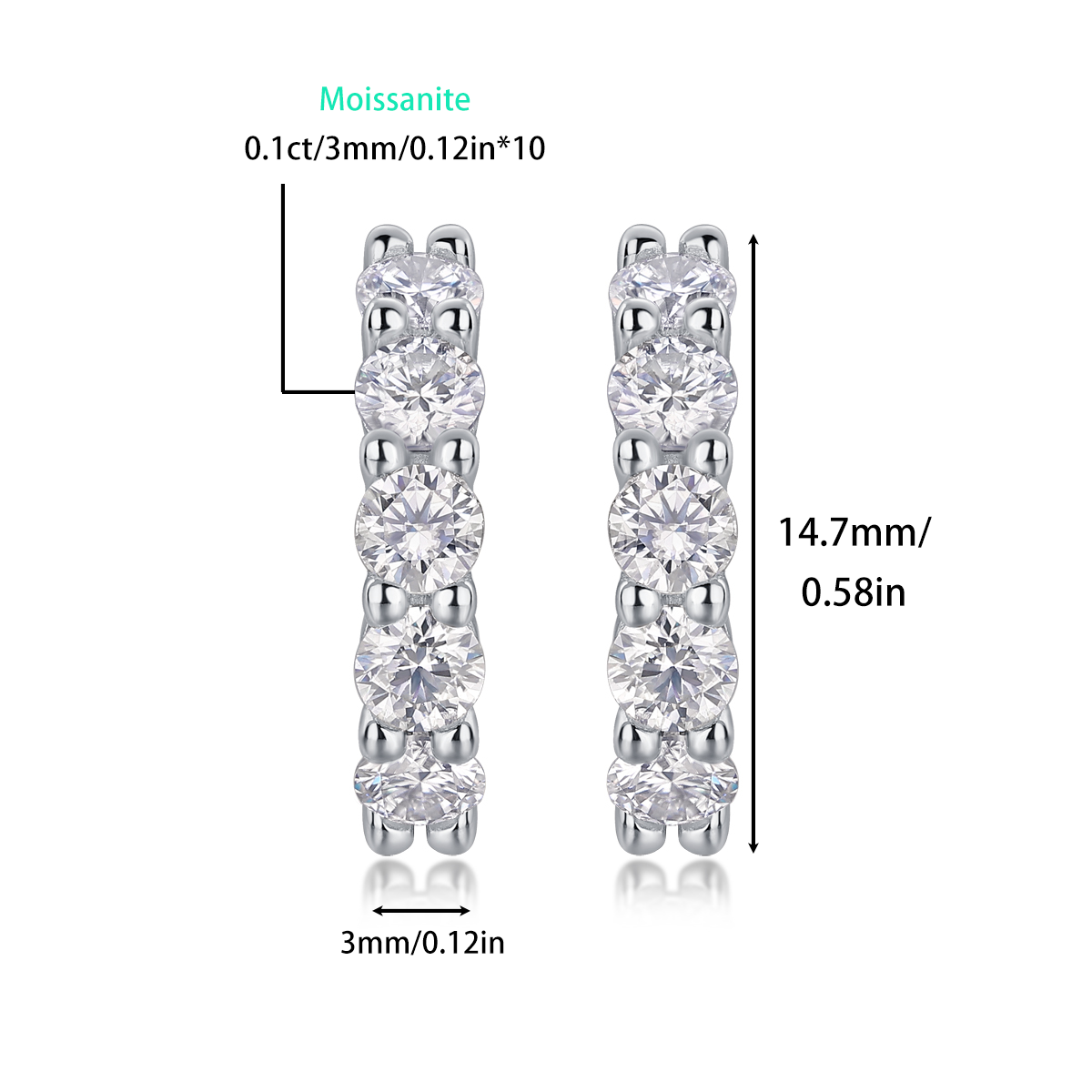 Women Luxury Earrings S925 Silver 18K Platinum Plated Moissanite Diamond Earrings Stud Hoop Fashionable Women Earrings
