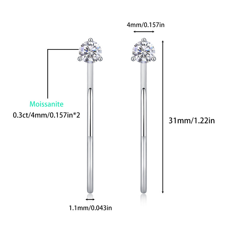 Women Luxury Earrings Moissanite Diamond 925 Sterling Silver Earrings Elegant Hoop Stud Fashion Women Earrings