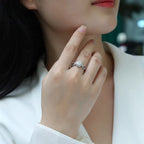 Women Luxury Ring Moissanite Large Diamond Ring S925 Sterling Silver Rhodium-Plated Fashhion Women Engagement Ring