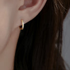 Women Luxury Earrings 925 Sterling Silver Minimalist Zircon Huggie Hoop Earrings Shiny Delicate Small Circle Earrings