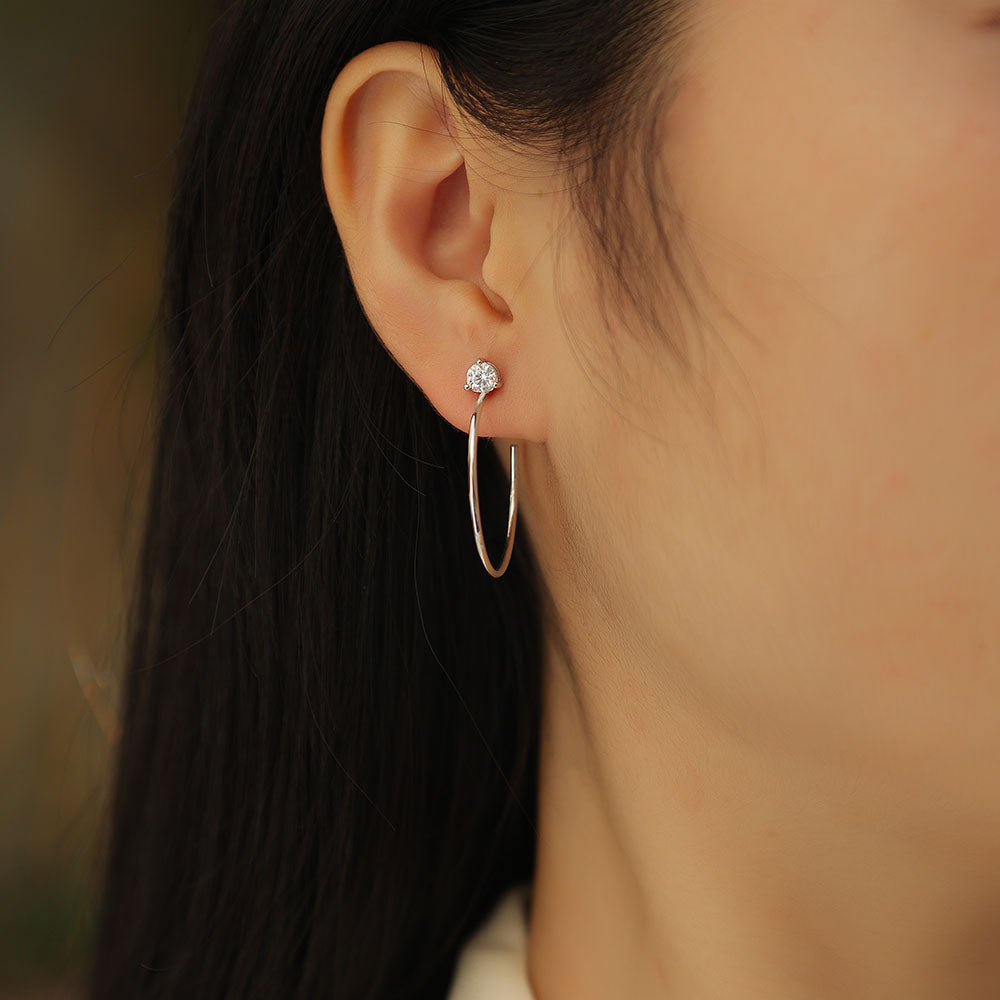 Women Luxury Earrings Moissanite Diamond 925 Sterling Silver Earrings Elegant Hoop Stud Fashion Women Earrings