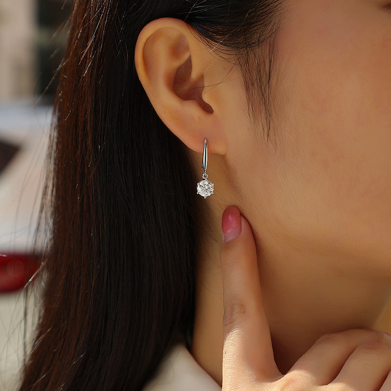 Women Luxury Earring  925 Sterling Silver Moissanite Diamond Silver Earrings Hip Hoop Stud Women Silver Earrings