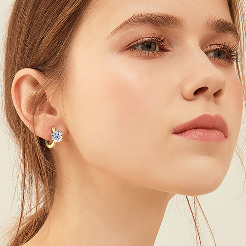 Women Luxury Earrings Fashion Moissanite Diamond S925 Silver Earrings High Quality Solitaire Hoops Women's Earrings