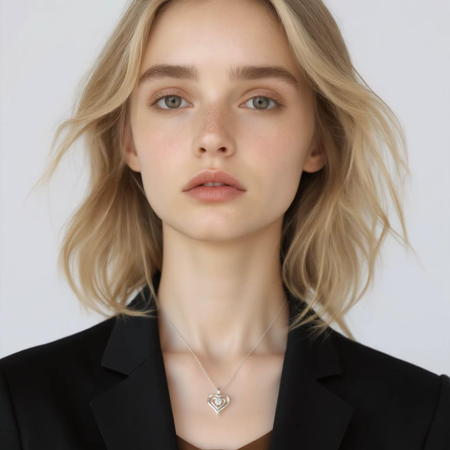 Women Luxury Pendant Necklace 925 Sterling Silver Moissanite Diamond Heart Micro Pave Diamond Test Silver Chain Necklace