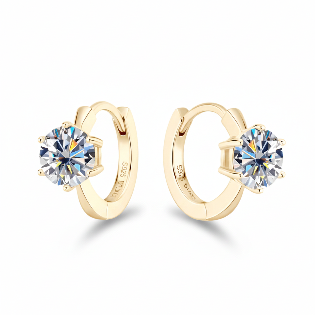 Women Luxury Earrings Fashion Moissanite Diamond S925 Silver Earrings High Quality Solitaire Hoops Women's Earrings