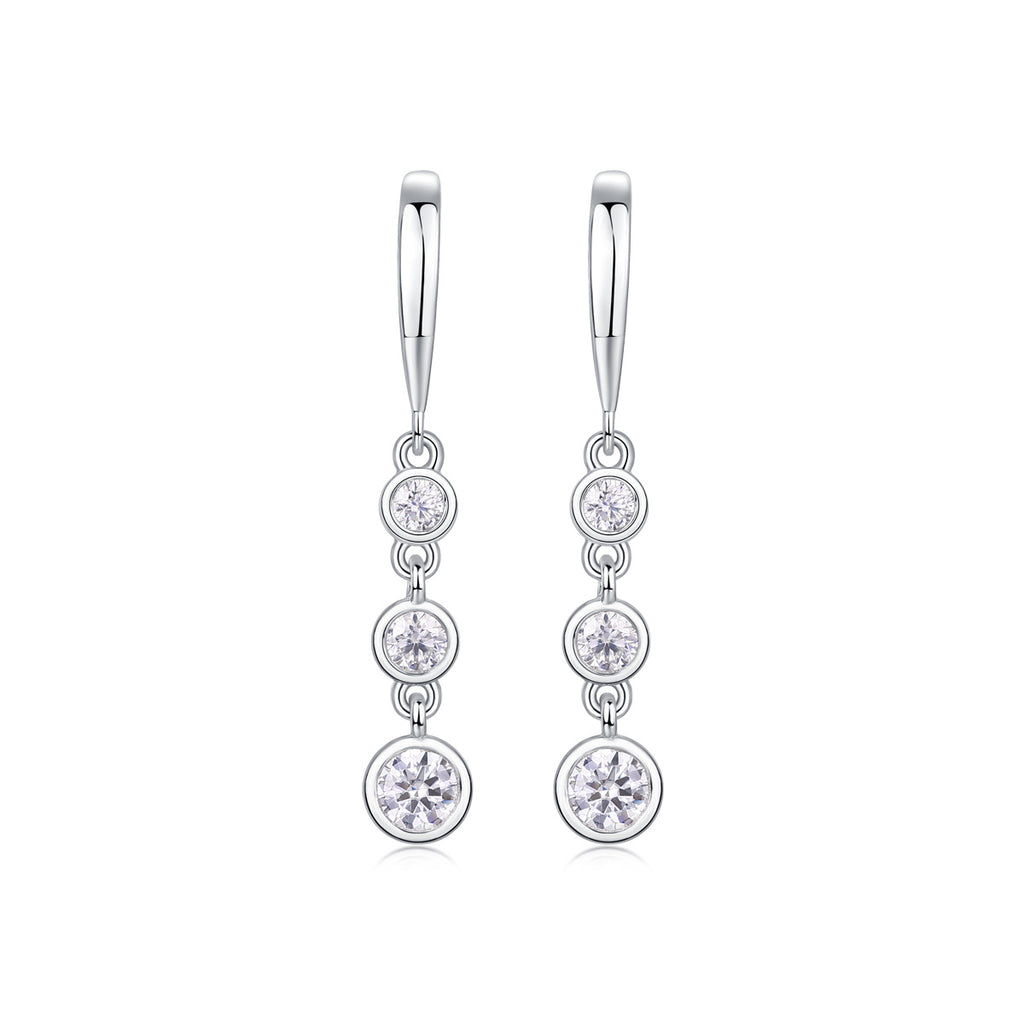 Women Luxury Earrings 925 Sterling Silver Rhodium-Plated Moissanite Diamond Silver Earrings Hoop Stud Women Earrings