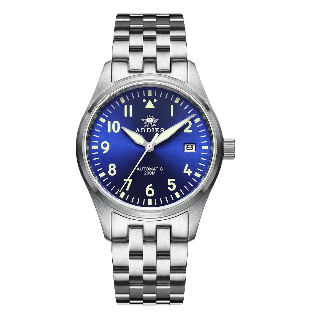 ADDIESDIVE Men's Watch Mechanical Movement Watch Commando Pilot Watch Switzerland Stainless Steel Waterproof Steel Band Man Watch - Acquisti Online