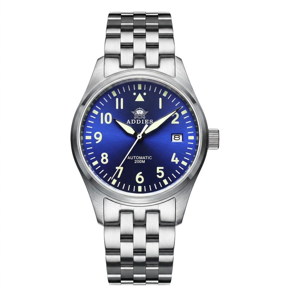 ADDIESDIVE Men's Watch Mechanical Movement Watch Commando Pilot Watch Switzerland Stainless Steel Waterproof Steel Band Man Watch - Acquisti Online