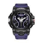 SMAEL watch with black and purple design on a white background