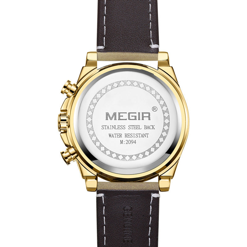 Megir Man's Fashion Watch Multi-functional Stainless Steel Waterproof Quartz Movement Men's Watch - Acquisti Online