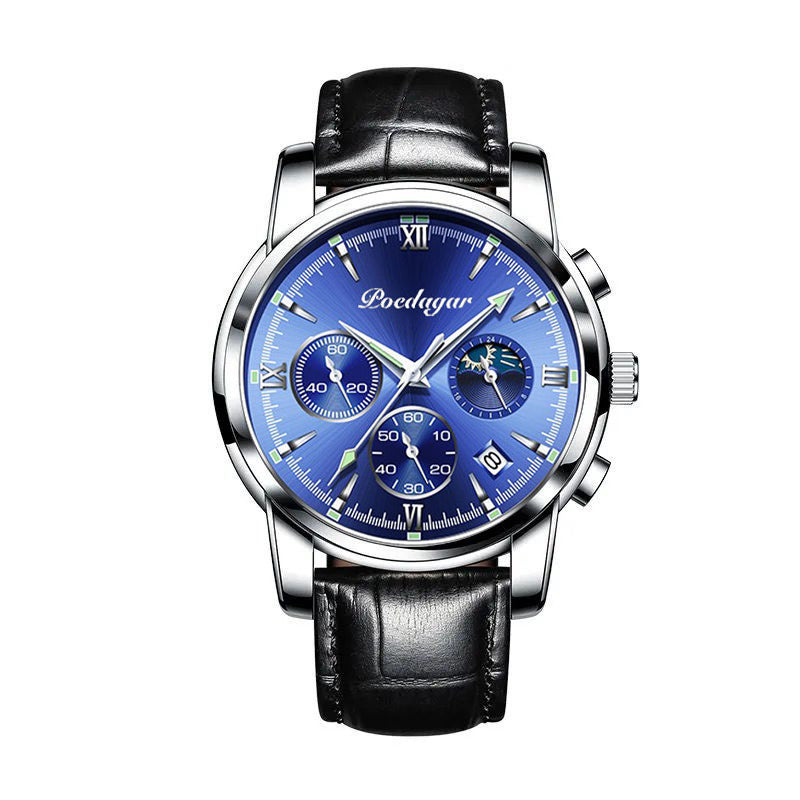 POEDAGAR Luxury Men Casual Watch Waterproof Chronograph Luminous Wristwatches Stainless Steel Men's Quartz Watch