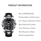 POEDAGAR Luxury Men Casual Watch Waterproof Chronograph Luminous Wristwatches Stainless Steel Men's Quartz Watch