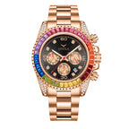 ONOLA Men's Luxury Fashion Business Chronograph Quartz Watch Rhinstone Stainless Steel Waterproof Men Quartz Watch