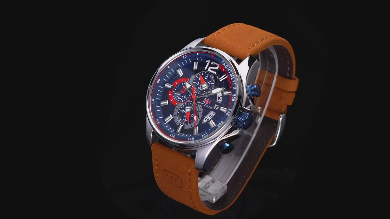 Men's Watch Top Brand Luxury Quartz Fashion Casual Wristwatch Brown Leather Strap Chronograph Relogio Masculino Wristwatch