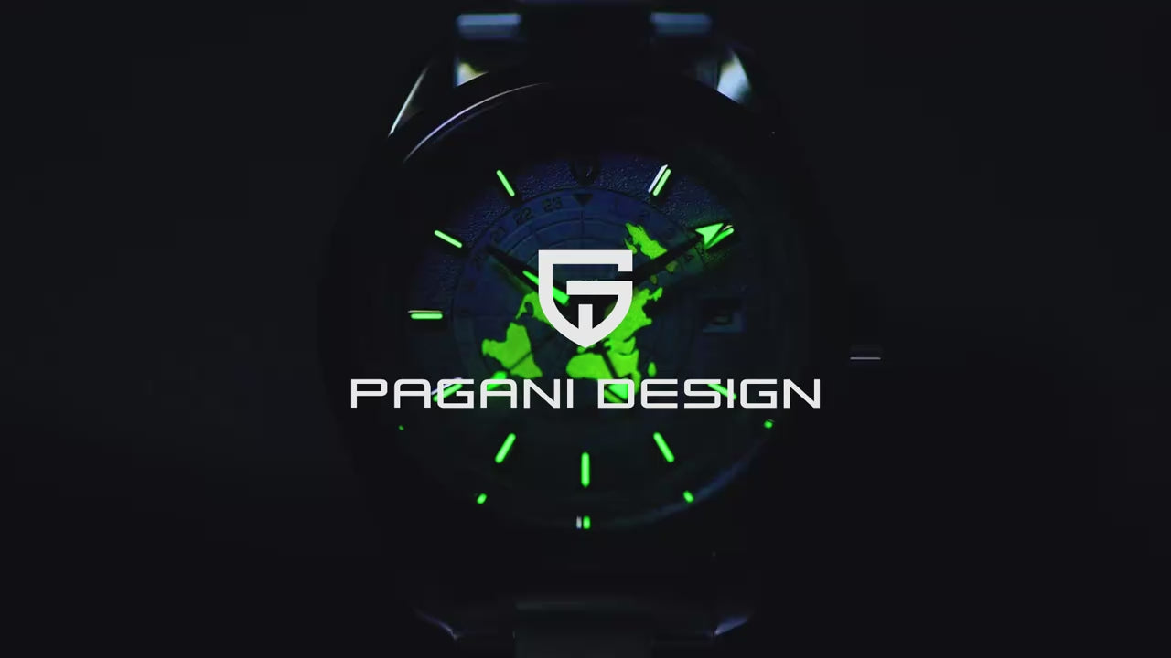 PAGANI DESIGN 2024 New GMT Men's Watches Luxury Automatic Watch Men NH34A Mechanical Wristwatch Men Dual time zone map Design