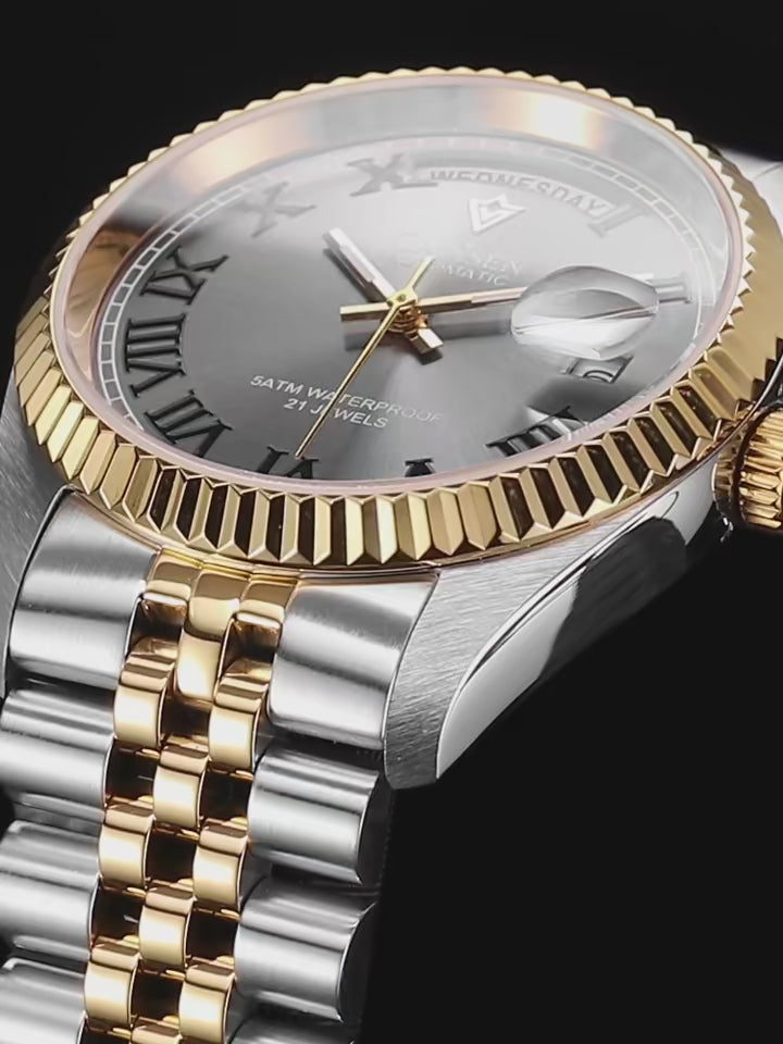 CADISEN MIYOTA 8215 Orologio da uomo meccanico automatico con riserva di carica in acciaio inossidabile e cristallo zaffiro