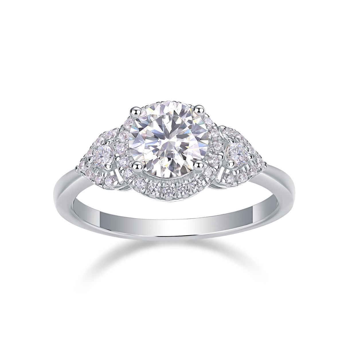 Women Luxury Ring Moissanite Large Diamond 925 Sterling Silver Rhodium Plated Ring Classics Design Engagement Ring