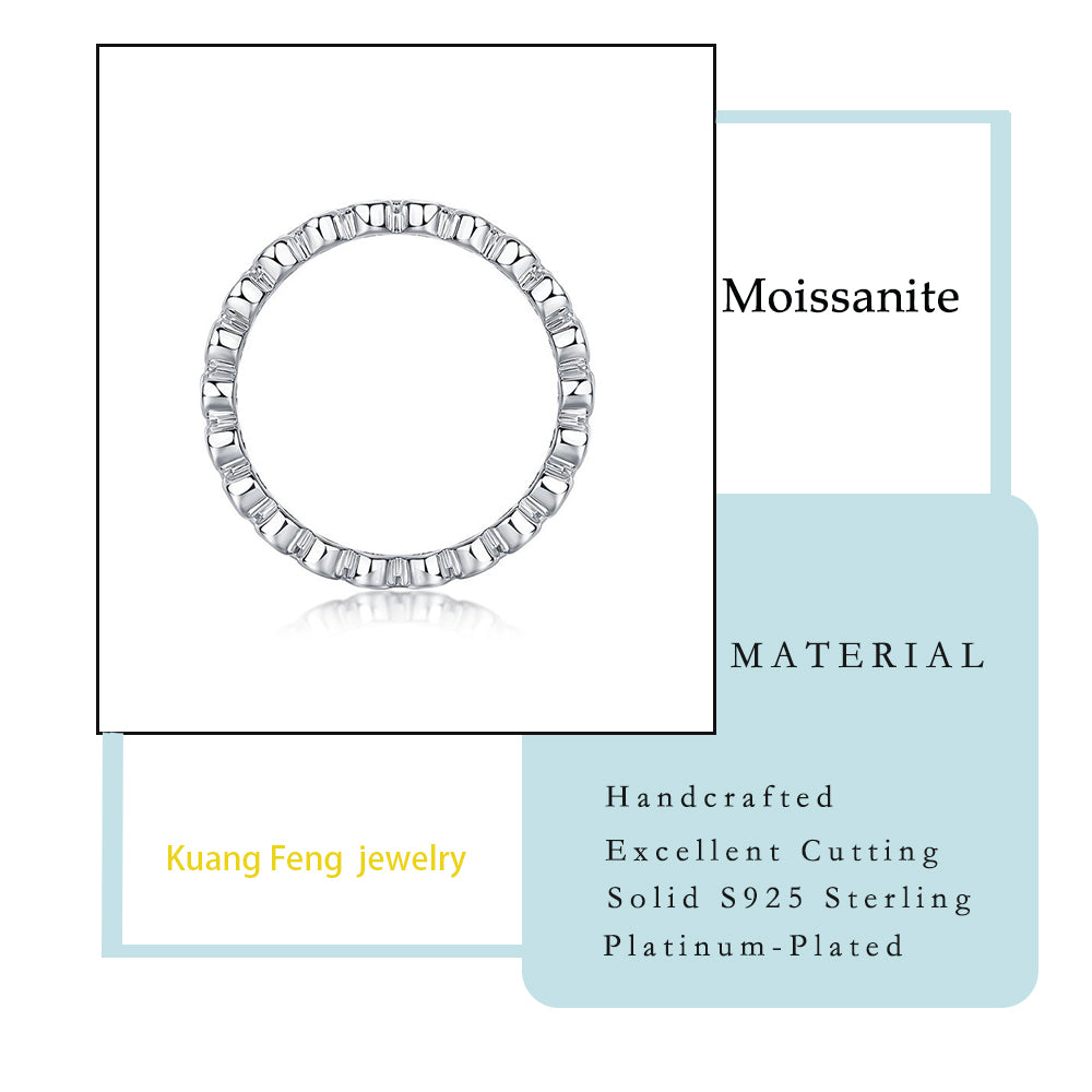 Women Luxury Ring Multi-Row Moissanite Diamond Ring 925 Sterling Silver 18K Gold Plated Wide Band Engagement Silver Ring