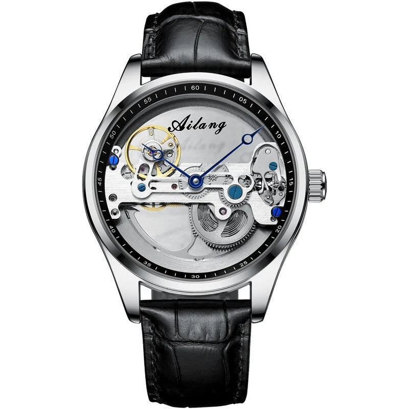AILANG Hollow Transparent Automatic Mechanical Watch for Men Leather Strap Skeleton Men's Watch