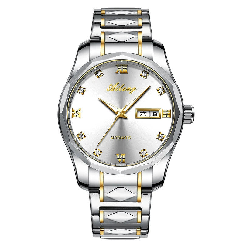 Orologio da uomo AILANG in acciaio inossidabile, impermeabile, automatico, meccanico, orologio da polso da uomo luminoso e impermeabile