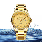 Geneva New Roman Scale Men Diamond crafted Calendar Steel Belt Quartz Watch Stainless Steel Men's Quartz Watch