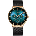 LIGE Women's Mesh Belt Quartz Watch Waterproof Stainless Steel Luminous Women Automatic Movement Quartz Watch