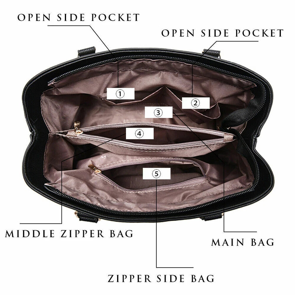 Women's PU Leather Shoulder Handbag Tote Messenger Purses Satchel Crossbody Bag Women's Handbag