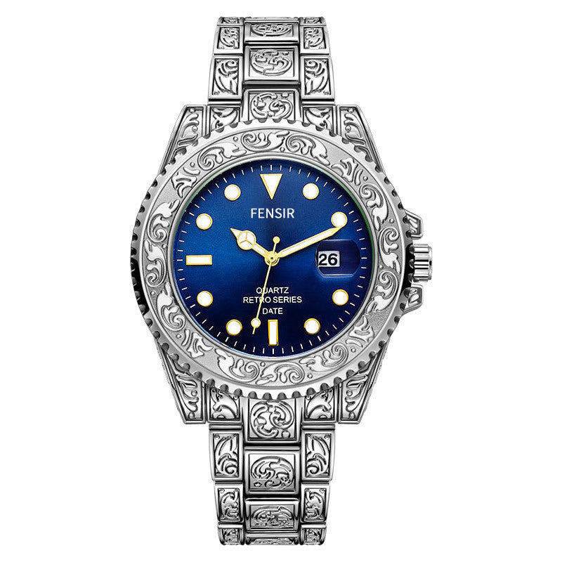 FENSIR Luxury Men's Fashion Quartz Watch Stainless Steel Waterproof Luminous Men's Automatic Quartz Watch