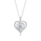 Women Luxury Pendant Necklace 925 Sterling Silver Moissanite Diamond Heart Micro Pave Diamond Test Silver Chain Necklace