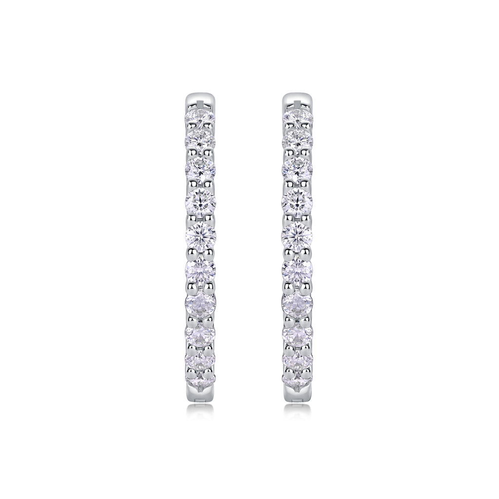 Women Luxury Earring Moissanite Hoop Earrings 925 Sterling Silver 18K Gold Plated Double Row Sparkling Jewelry for Women