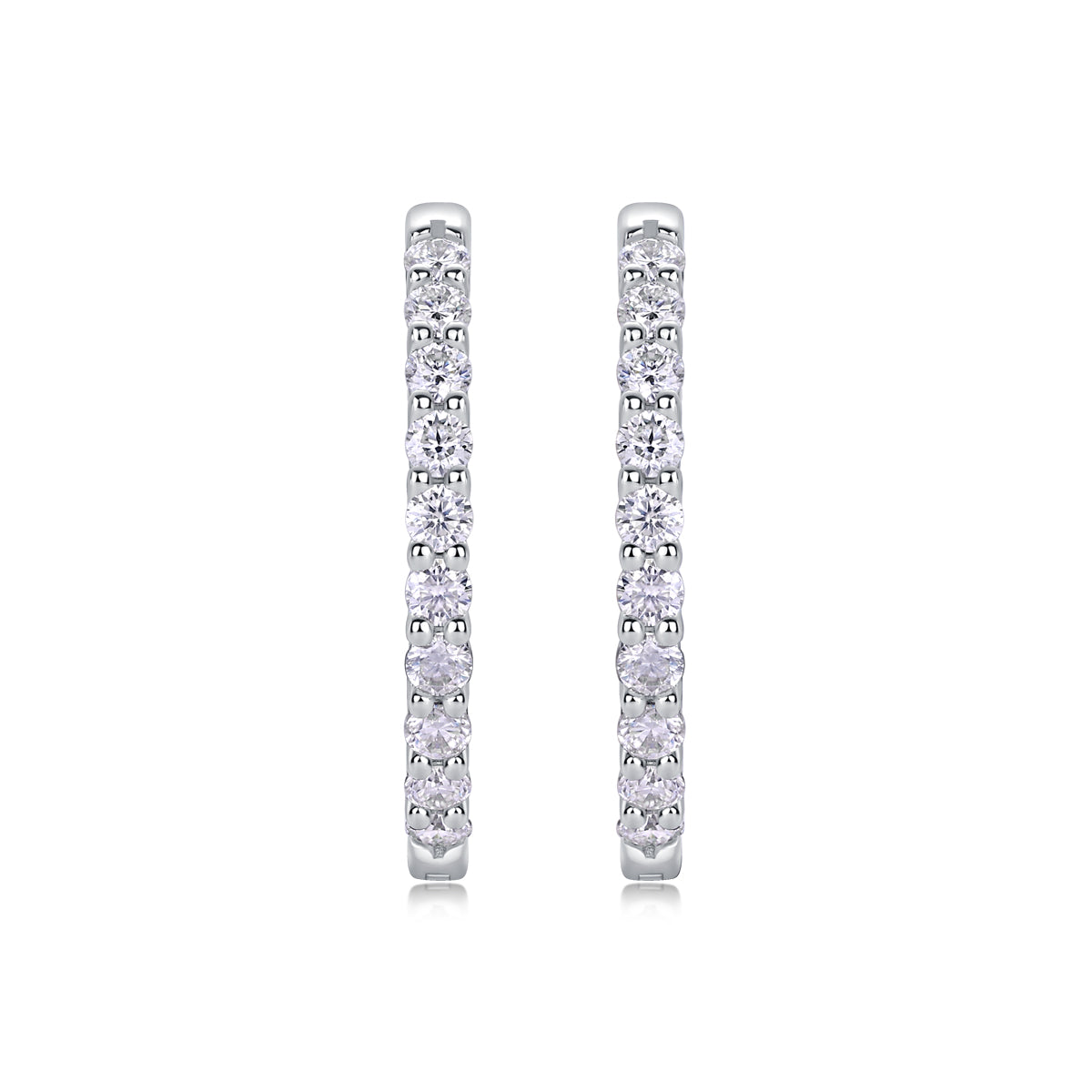 Women Luxury Earring Moissanite Hoop Earrings 925 Sterling Silver 18K Gold Plated Double Row Sparkling Jewelry for Women