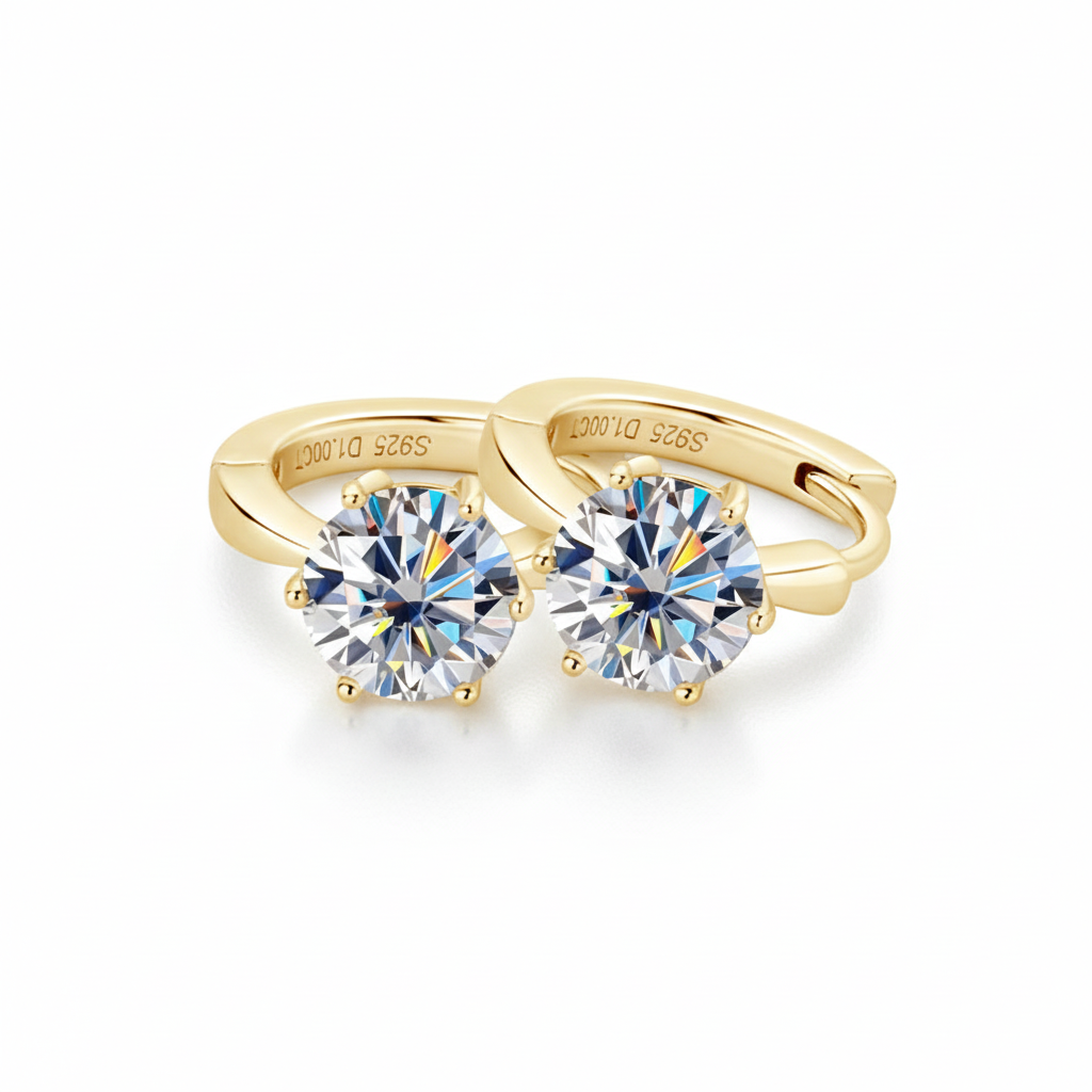 Women Luxury Earrings Fashion Moissanite Diamond S925 Silver Earrings High Quality Solitaire Hoops Women's Earrings