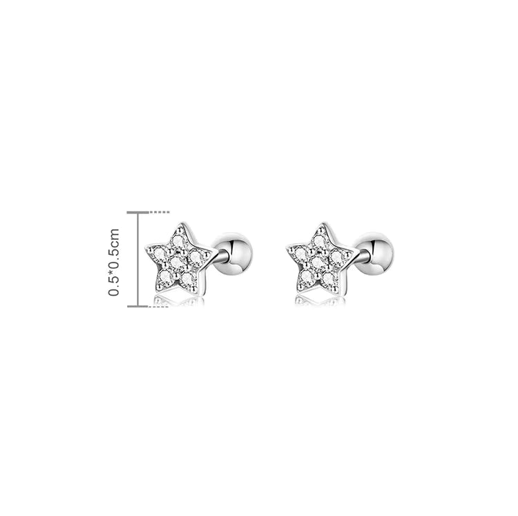 Women Luxury Earrings 925 Sterling Silver Cubic Zirconia Star Shining Zircon Hoop Stud Fashionable Women Earrings